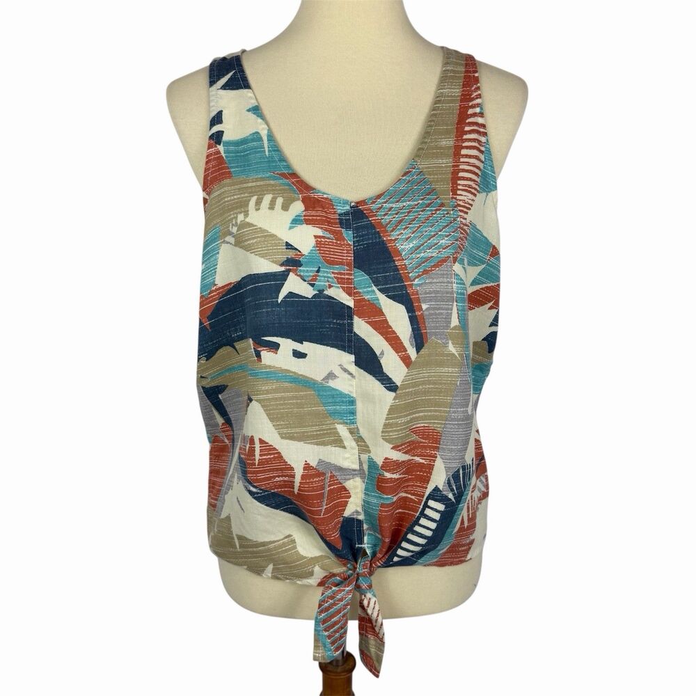 PRANA McKenzie Tank Tie Front Sleeveless Atlantic Paloma Print Women's Small - Picture 2 of 9